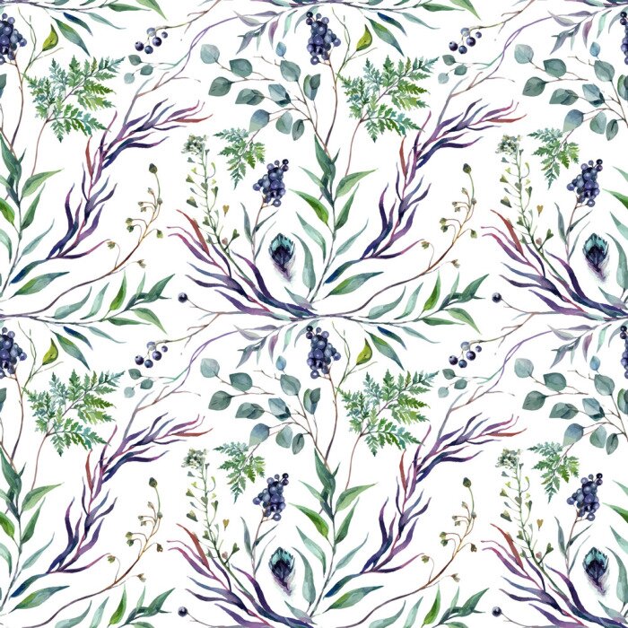 Sticker Aquarell Botanical Greneery Pattern