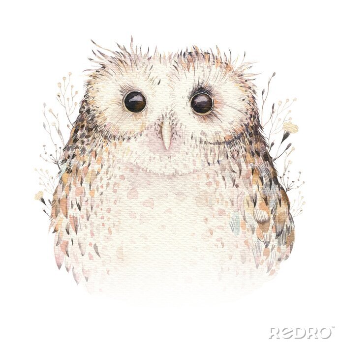 Sticker Aquarell-Eule Boho