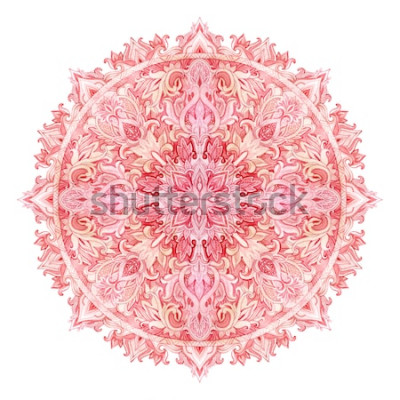 Sticker Aquarell-Mandala. Hand gezeichnetes Muster im östlichen Stil. Dekoratives Lochmuster für Tribal- und Boho-Designs. Traditionelle Spitze lokalisiert auf weißem Hintergrund.