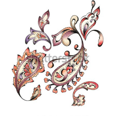 Sticker Aquarell Paisley Design