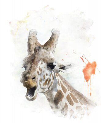 Aquarellfarbene Giraffe
