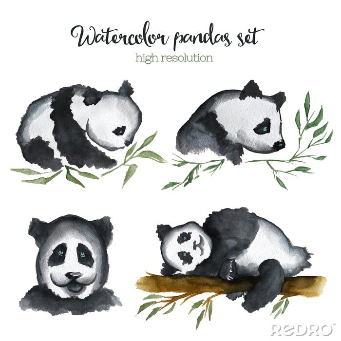 Sticker Aquarellgemalter panda
