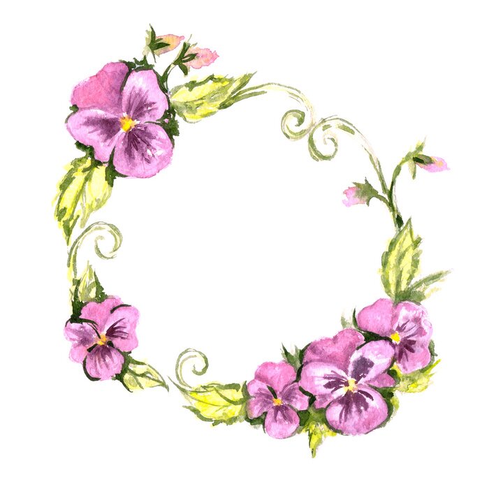 Sticker Aquarellkranz von Stiefmütterchen