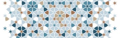 Sticker Arabesque vector seamless pattern. Geometric halftone texture with color tile disintegration or breaking