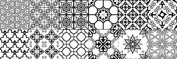 Sticker Arabic seamless pattern. Geometric islamic ornament, ramadan pattern and arab ornaments vector set