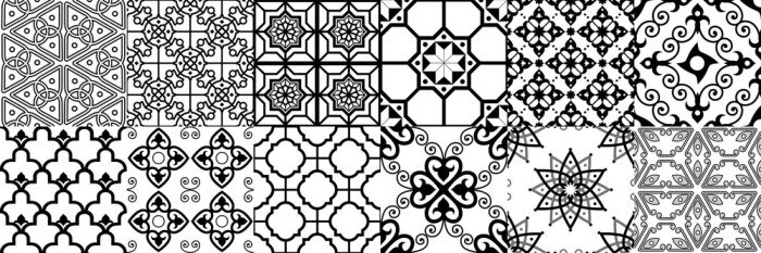 Sticker Arabic seamless pattern. Geometric islamic ornament, ramadan pattern and arab ornaments vector set