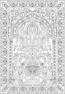 Sticker Arabic tile fresca flower black white