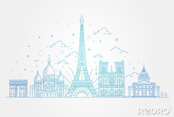 Sticker Architektonische Wahrzeichen von Paris