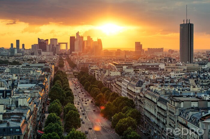 Sticker Architektur vor dem Hintergrund der untergehenden Sonne