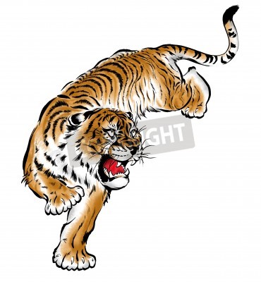 Sticker Asiatisches bild eines tigers