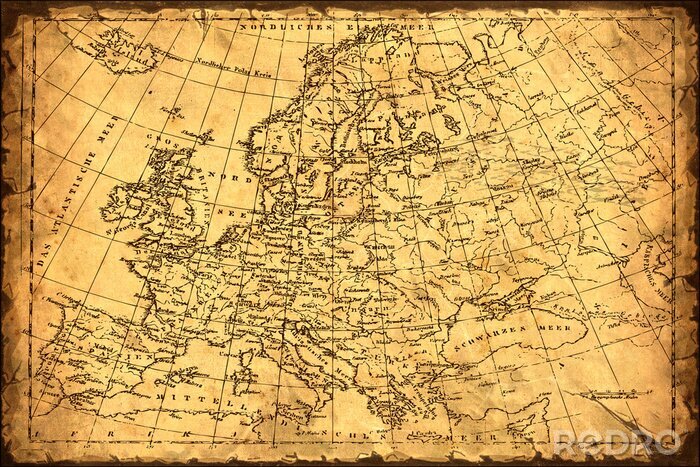 Sticker Asien auf der historischen Karte