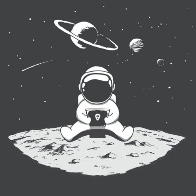 Astronaut auf dem Mond und Sternschnuppe im Hintergrund