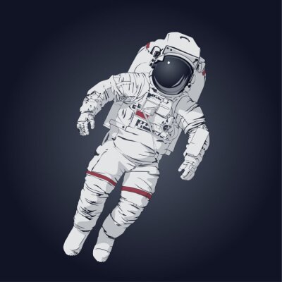 Sticker Astronaut fliegt in der Schwerelosigkeit Zeichnung