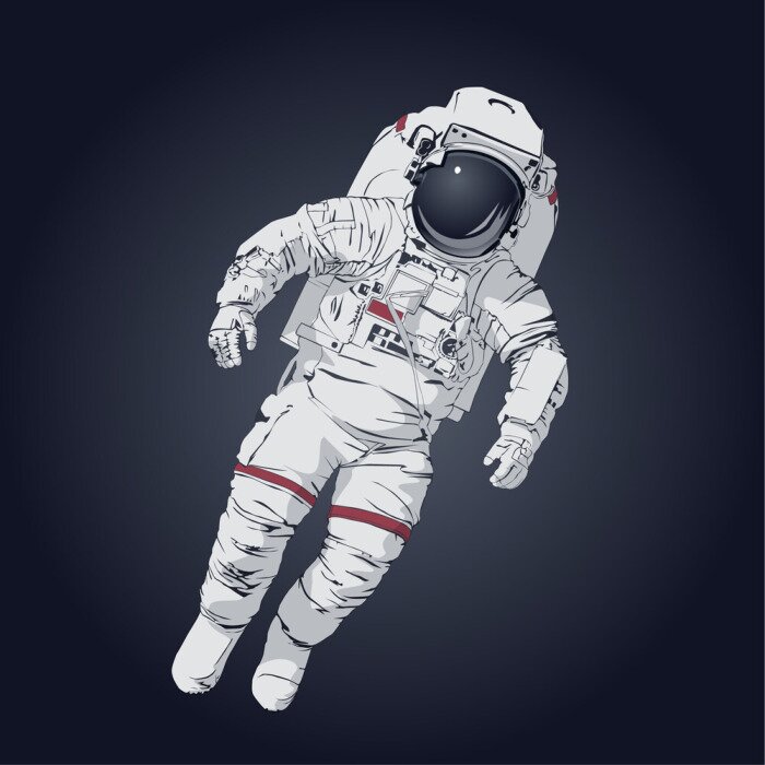Sticker Astronaut fliegt in der Schwerelosigkeit Zeichnung