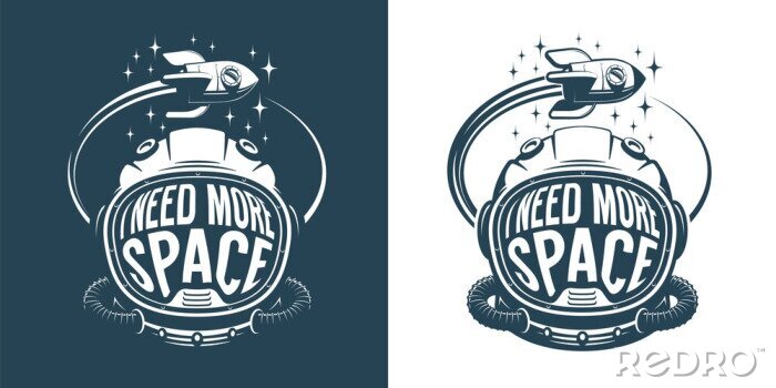 Sticker Astronaut Helm und Raumschiff Grafik