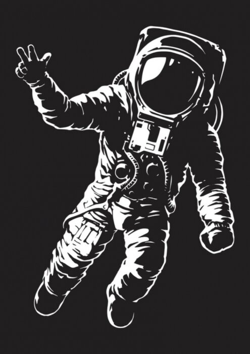Sticker Astronaut im Raumanzug einfache Grafik