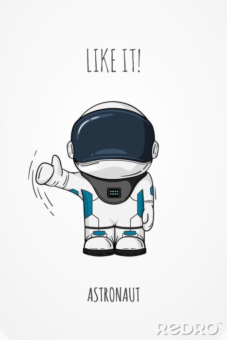 Sticker Astronaut im Raumanzug mit erhobenem Daumen