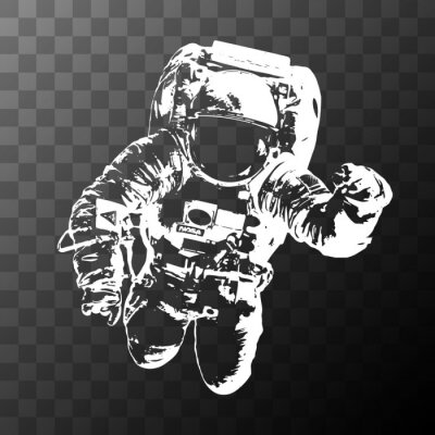 Sticker Astronaut im Raumanzug weiße Grafik