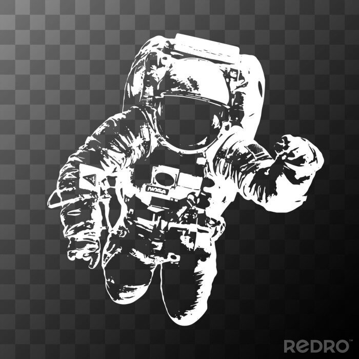 Sticker Astronaut im Raumanzug weiße Grafik