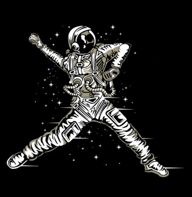 Sticker Astronaut im Raumanzug wirft den Ball