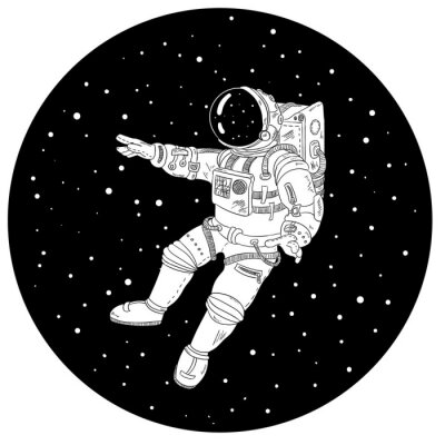 Sticker Astronaut im Weltraum einfache Zeichnung