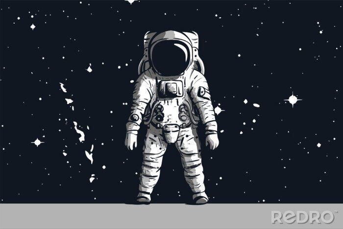 Sticker Astronaut im Weltraum inmitten von Sternen