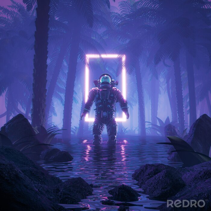 Sticker Astronaut in 3D-Zeichnung