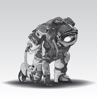 Sticker Astronaut in Laufposition Grafik