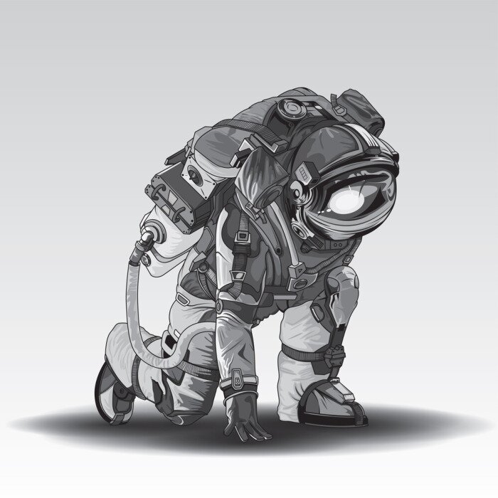 Sticker Astronaut in Laufposition Grafik