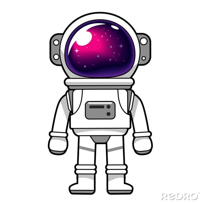 Sticker Astronaut mit Sternen, die sich in seinem Helm spiegeln