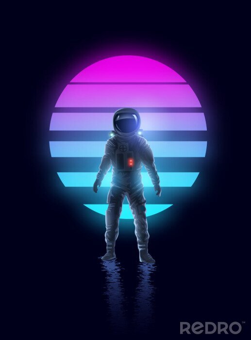 Sticker Astronaut mit Streifen im Hintergrund