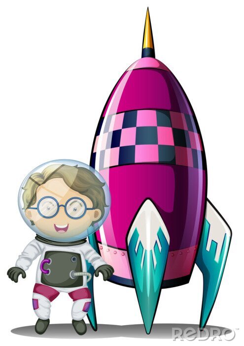 Sticker Astronaut und Raumschiff