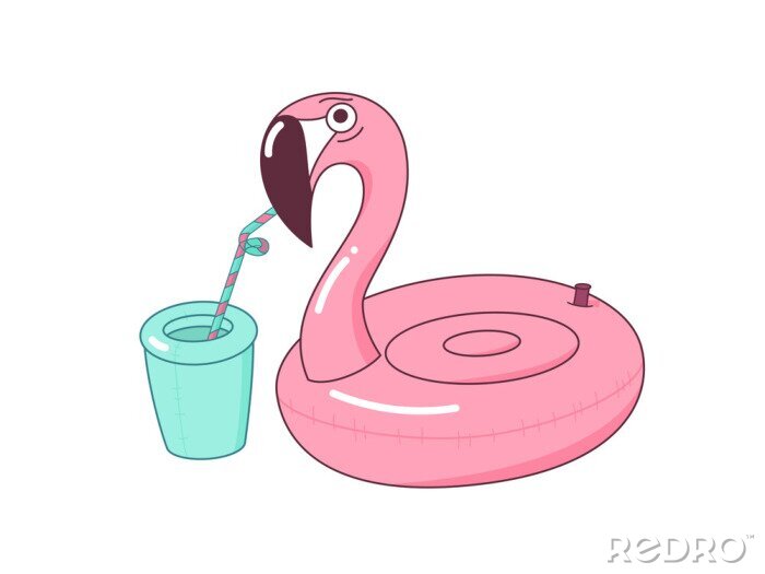 Sticker Aufblasbarer Flamingo für den Pool