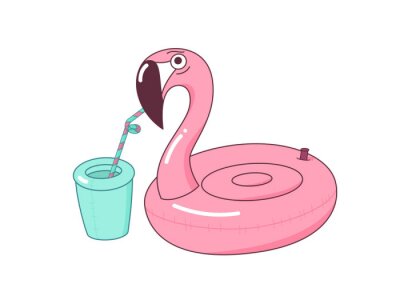 Sticker Aufblasbarer Flamingo für den Pool