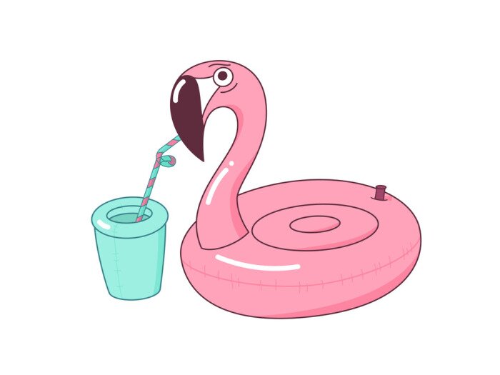 Sticker Aufblasbarer Flamingo für den Pool