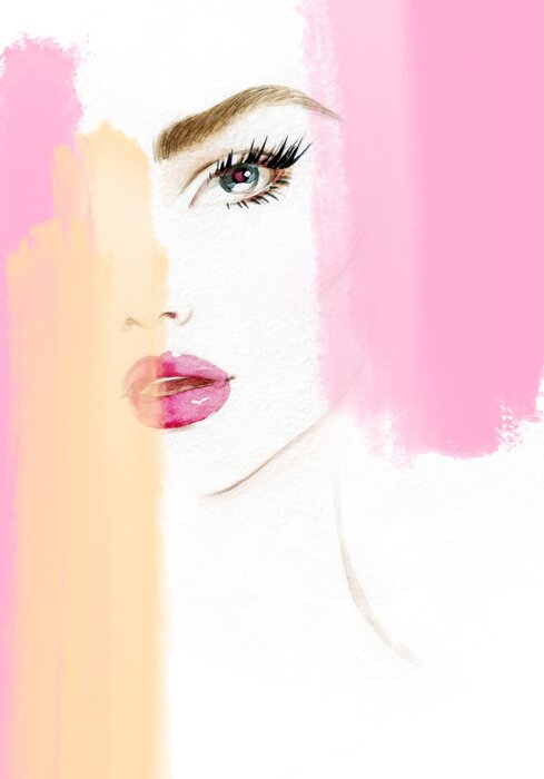 Sticker Auffälliges Aquarellporträt