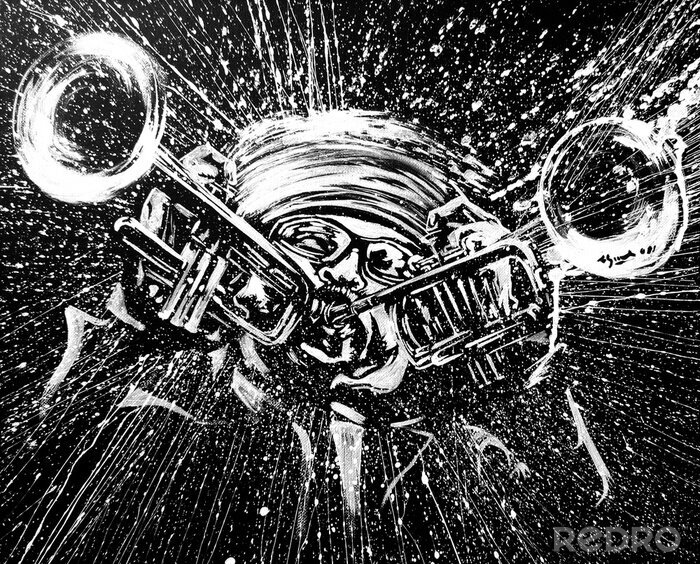 Sticker Ausdrucksstarke Präsentation von Jazzmusiker