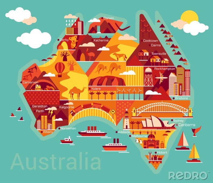 Sticker Australien Karte