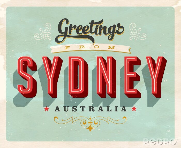 Sticker Australische Karte mit Grüßen