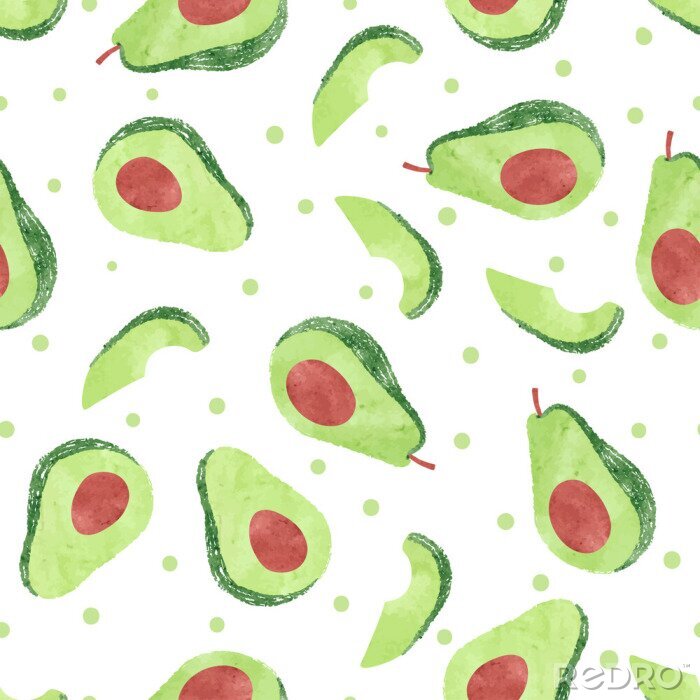 Sticker Avocadohälften und -stücke und grüne Punkte