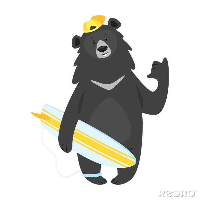 Sticker Bär mit Surfbrett