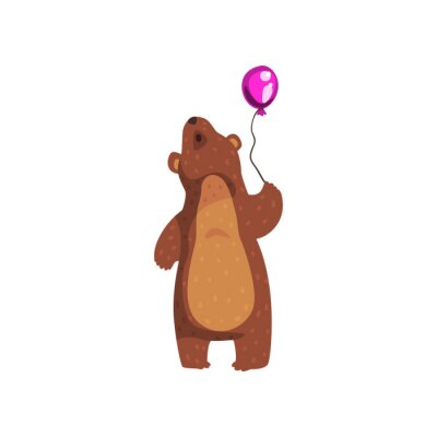 Sticker Bär mit violettem Luftballon