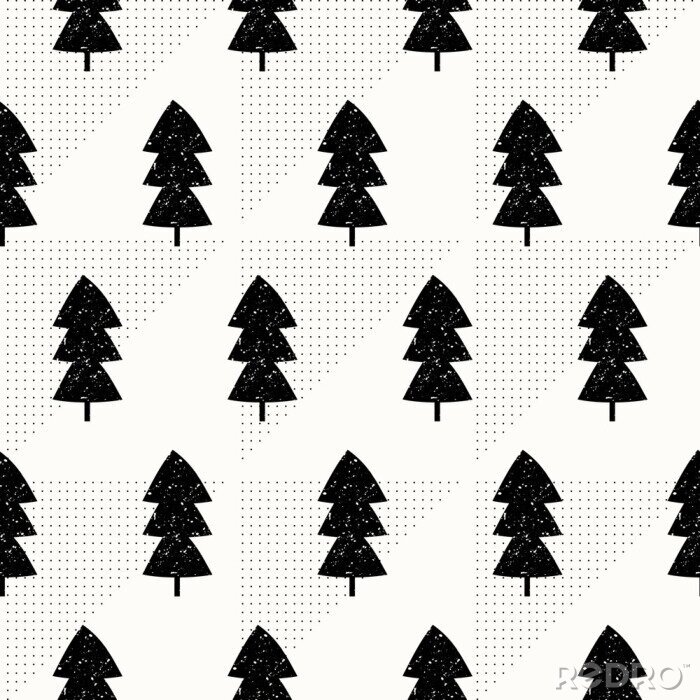 Sticker Bäume auf einem hellen geometrischen Hintergrund