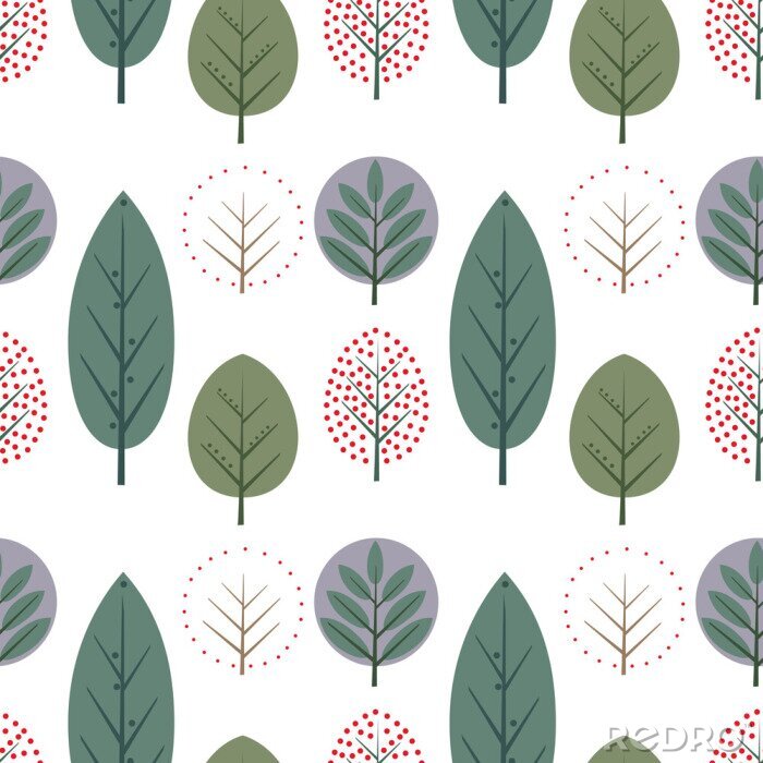 Sticker Bäume auf weißem Hintergrund im skandinavischen Stil