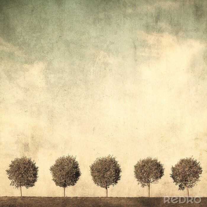 Sticker Bäume im Grunge-Stil