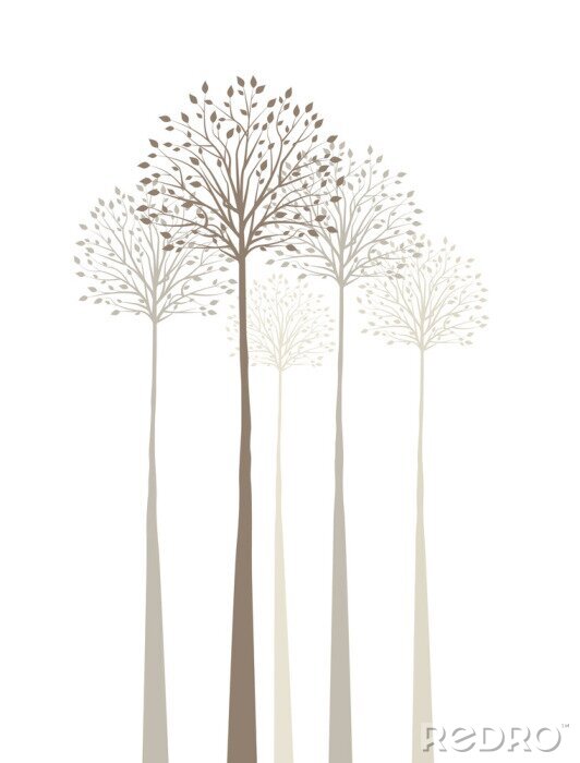 Sticker Bäume im Nebel in Beige