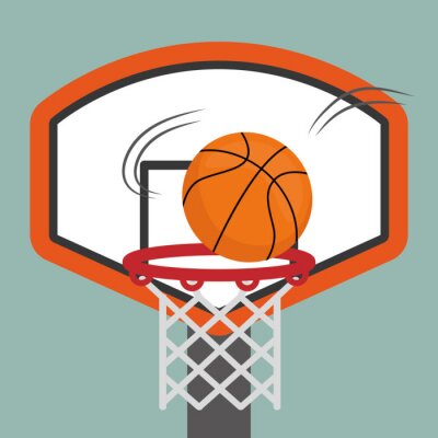 Sticker Ball fällt in den Korb bunte Grafik