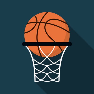 Sticker Ball fällt in den Korb einfache Grafik