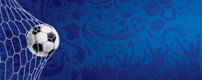 Sticker Ball im Netz auf blauem Hintergrund