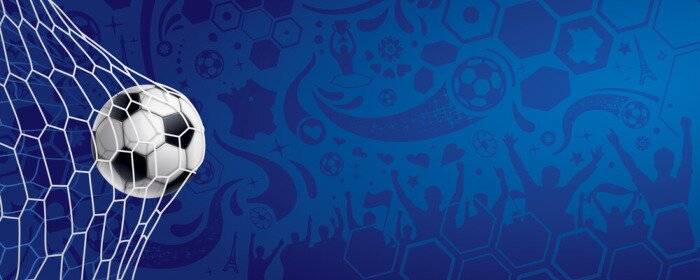 Sticker Ball im Netz auf blauem Hintergrund